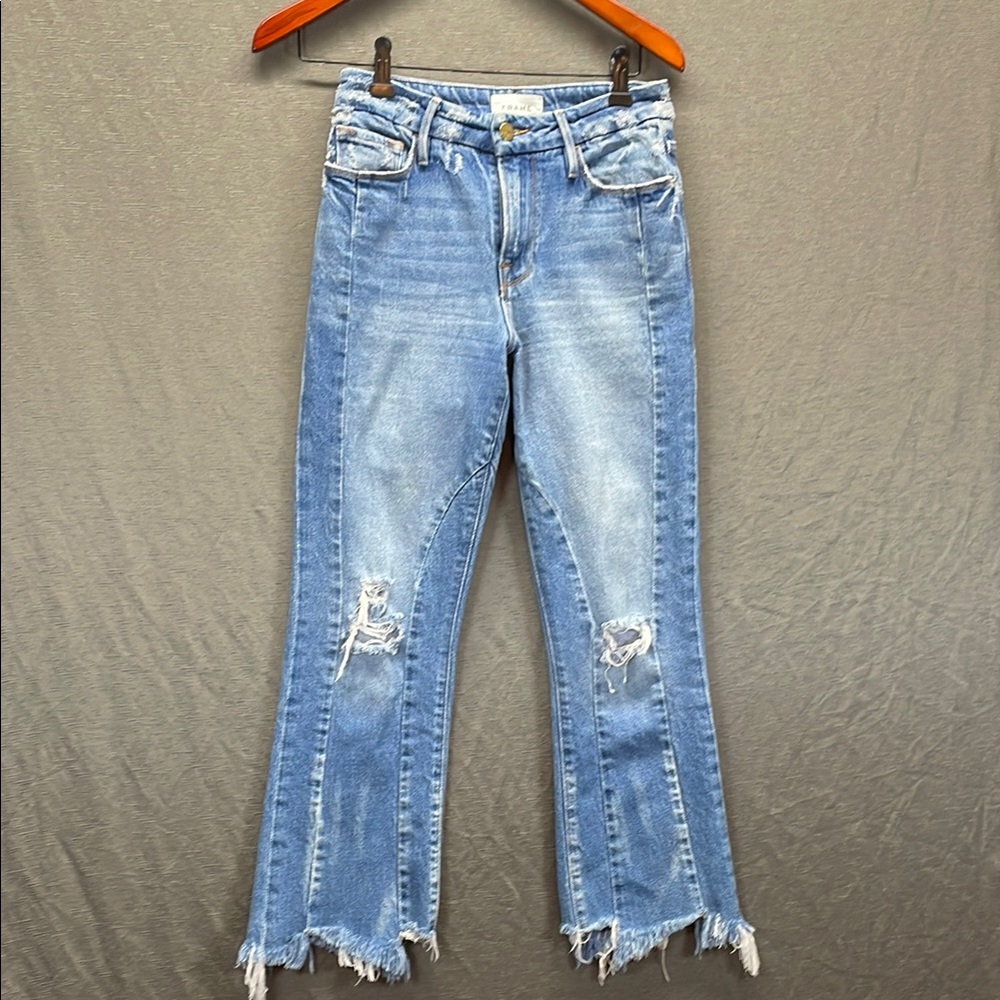 Frame Denim Blue Flare Wide Leg Jeans